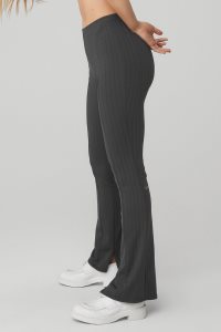 Legíny Alo Yoga High-Pasem Pinstripe Zip It Flare Tmavě Šedé Černé | LMJNCWA-61