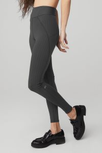 Legíny Alo Yoga Pinstripe Jacquard Extreme High-Pasem Tmavě Šedé Černé | YOUGSLP-07