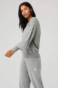 Long Sleeve Alo Yoga Cashmere Jet Set Crew Šedé | ROYPICD-02