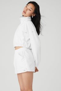 Long Sleeve Alo Yoga Cropped 1/4 Zip Alumni Bílé | GRHOLMC-59