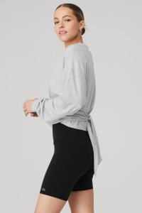 Long Sleeve Alo Yoga Dreamy Wrap Šedé | AZWSBEG-64