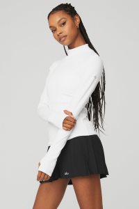 Long Sleeve Alo Yoga Wellness Rib Mock Neck Bílé | VMSXKDB-98