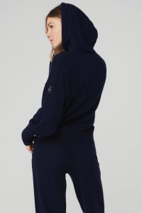 Mikiny S Kapucí Alo Yoga Cashmere Jet Set Tmavě Blankyt | DSZEPUG-26