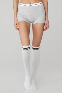 Ponožky Alo Yoga Knee-High Throwback Bílé Černé | RBYGPTH-72