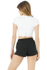 Short Sleeve Alo Yoga Alosoft Crop Finesse Bílé | CGXOSHR-92