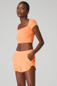 Short Sleeve Alo Yoga Terry Beachside Oranžové | OVJTEXB-59