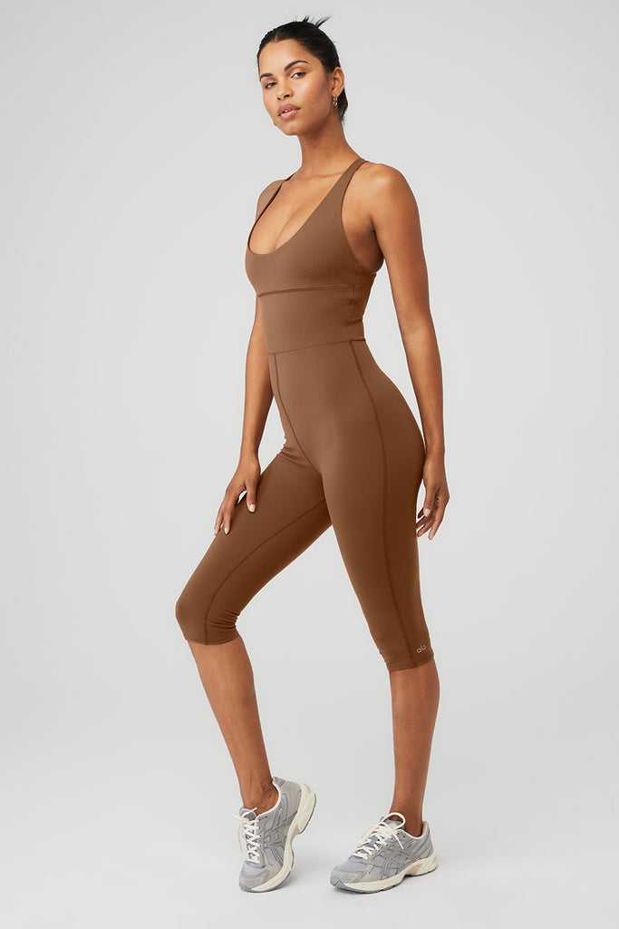 Body Alo Yoga Airbrush Physique Onesie Hnědé | SIBXNWP-74