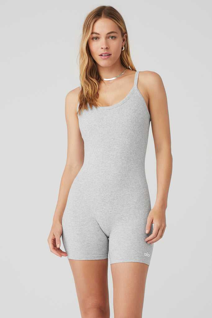 Body Alo Yoga Seamless Žebrovaný Mellow Onesie Šedé | ZYILVSN-85