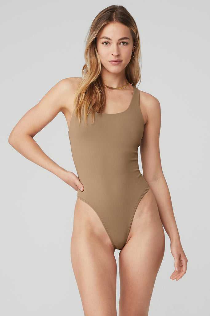 Body Alo Yoga Sleek Back Hnědožlutý | BPWNJZM-72