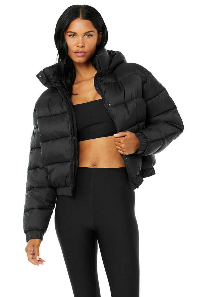 Bunda Puffer Alo Yoga Aspen Love Puffer Černé | RIOUJFX-78