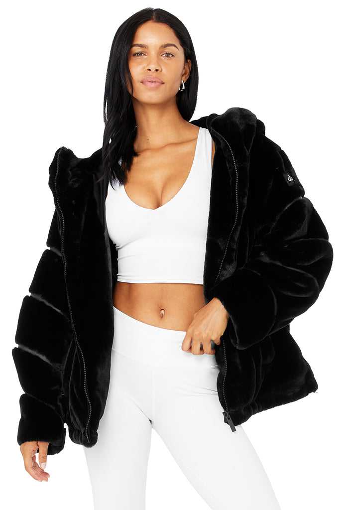 Fleece Bundy Alo Yoga Knock Out Faux Fur Černé | KCPSRVJ-14