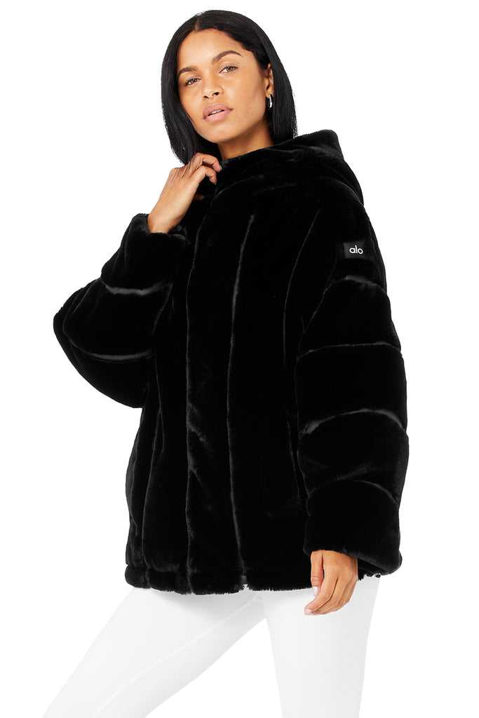 Fleece Bundy Alo Yoga Knock Out Faux Fur Černé | KCPSRVJ-14