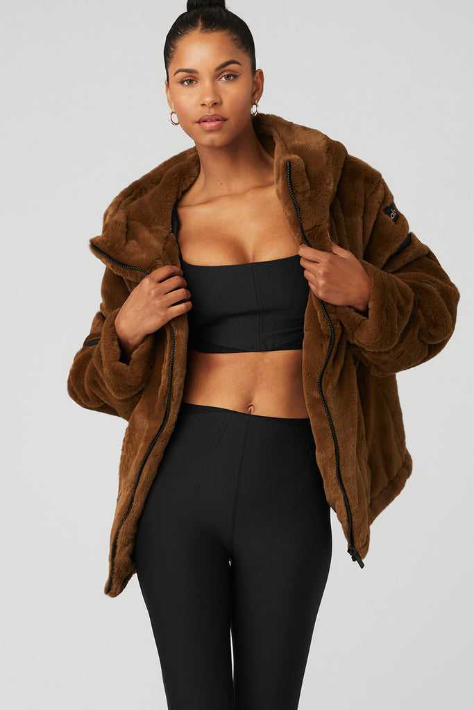 Fleece Bundy Alo Yoga Knock Out Faux Fur Čokolády | UXGJICV-29