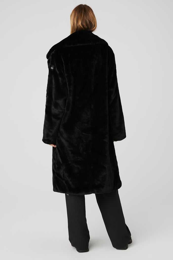 Fleece Bundy Alo Yoga Oversized Faux Fur Trench Černé | ATOEJNS-86