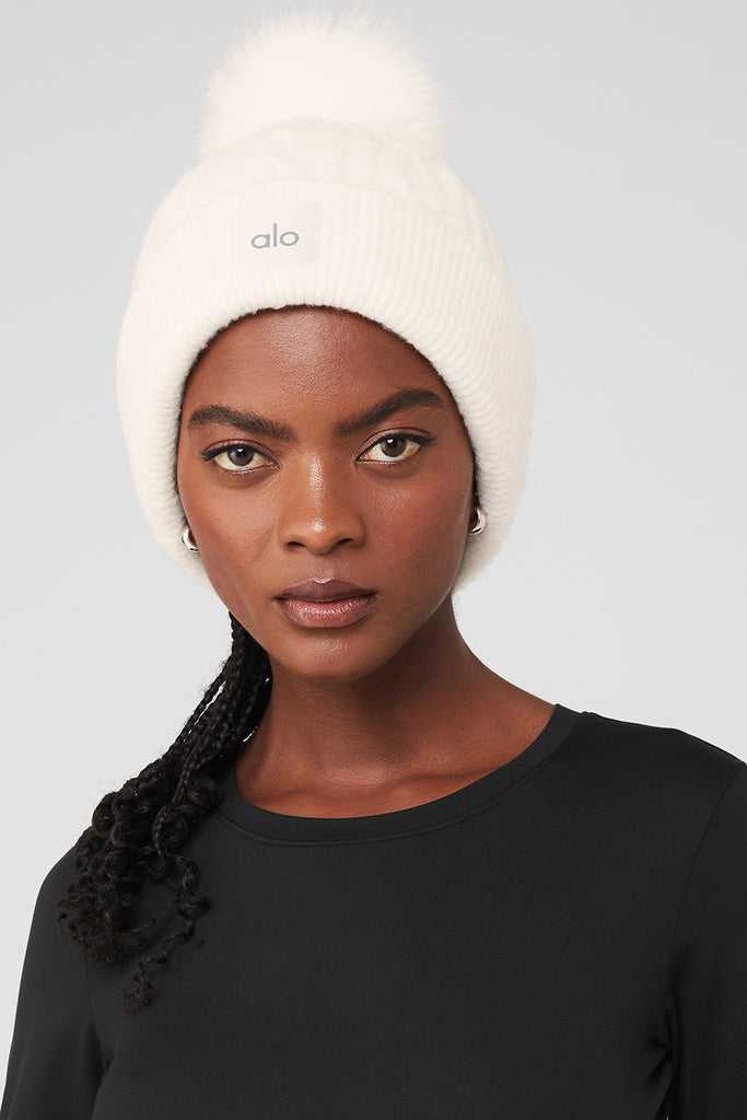 Klobouky Alo Yoga Cable Knit Bílé | CJXFPKW-94