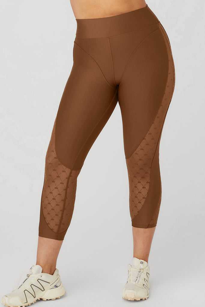 Legíny Alo Yoga Airlift Mesh High-Pasem Celeste Capri Hnědé | URXCOEW-49