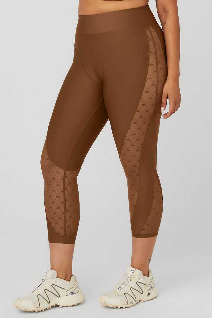 Legíny Alo Yoga Airlift Mesh High-Pasem Celeste Capri Hnědé | URXCOEW-49