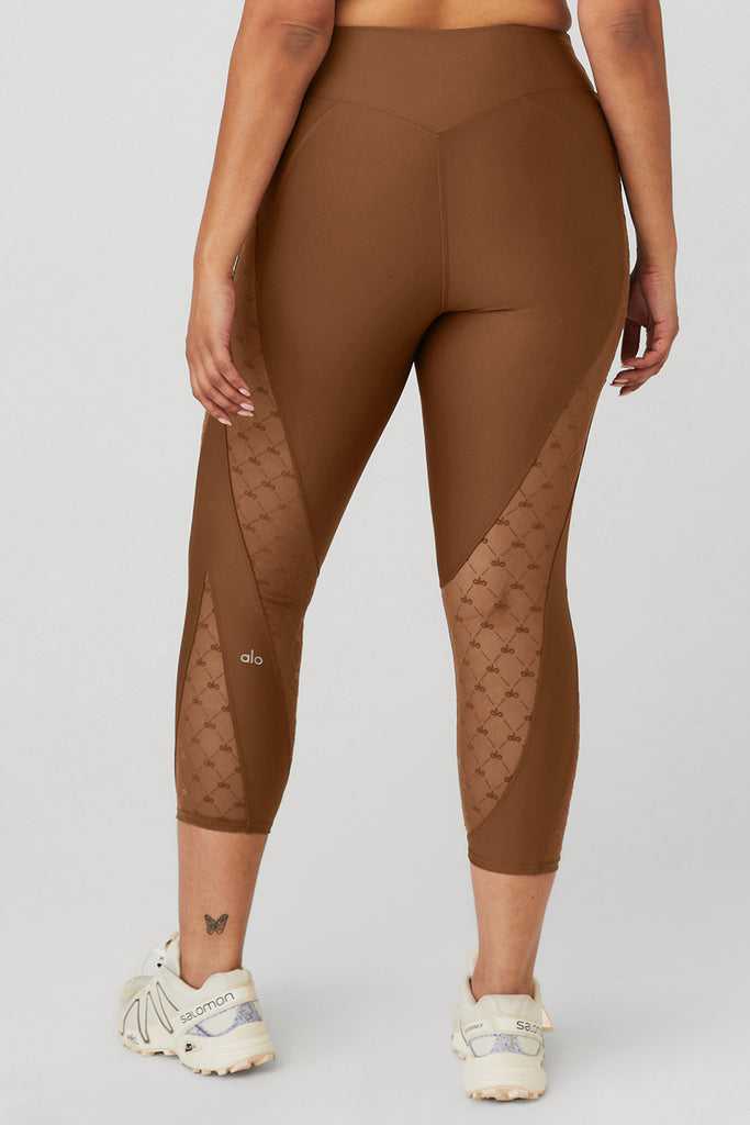 Legíny Alo Yoga Airlift Mesh High-Pasem Celeste Capri Hnědé | URXCOEW-49