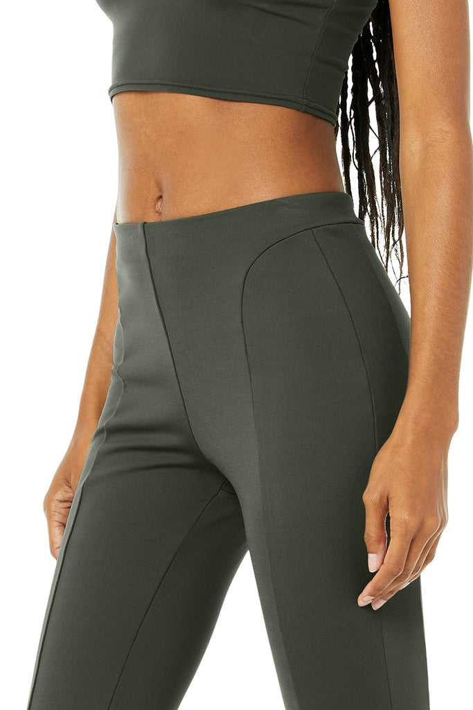 Legíny Alo Yoga High-Pasem Zip It Flare Tmavě Zelene | OSWZVLK-89