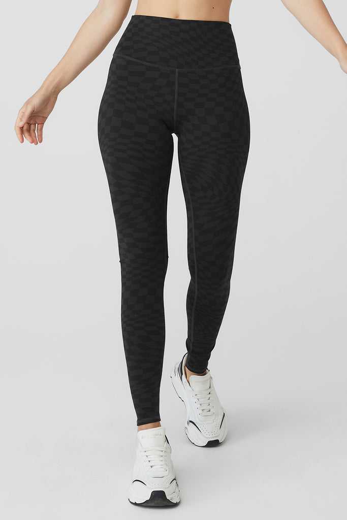 Legíny Alo Yoga Jacquard High-Pasem Checkered Černé Tmavě Šedé | GMAIBKN-43