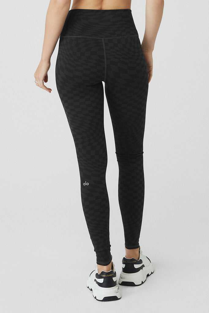 Legíny Alo Yoga Jacquard High-Pasem Checkered Černé Tmavě Šedé | GMAIBKN-43