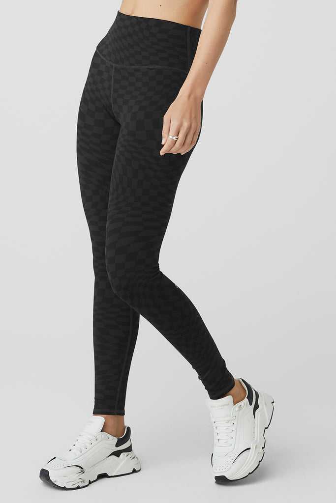 Legíny Alo Yoga Jacquard High-Pasem Checkered Černé Tmavě Šedé | GMAIBKN-43