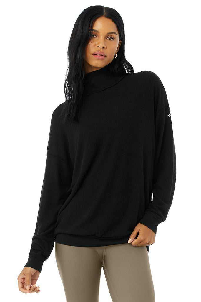 Long Sleeve Alo Yoga Alolux Soho Mock Neck Černé | GZFXKPC-75