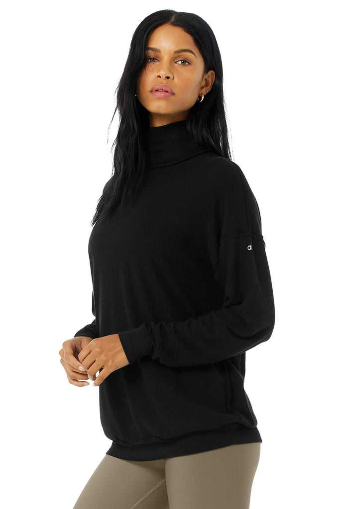 Long Sleeve Alo Yoga Alolux Soho Mock Neck Černé | GZFXKPC-75