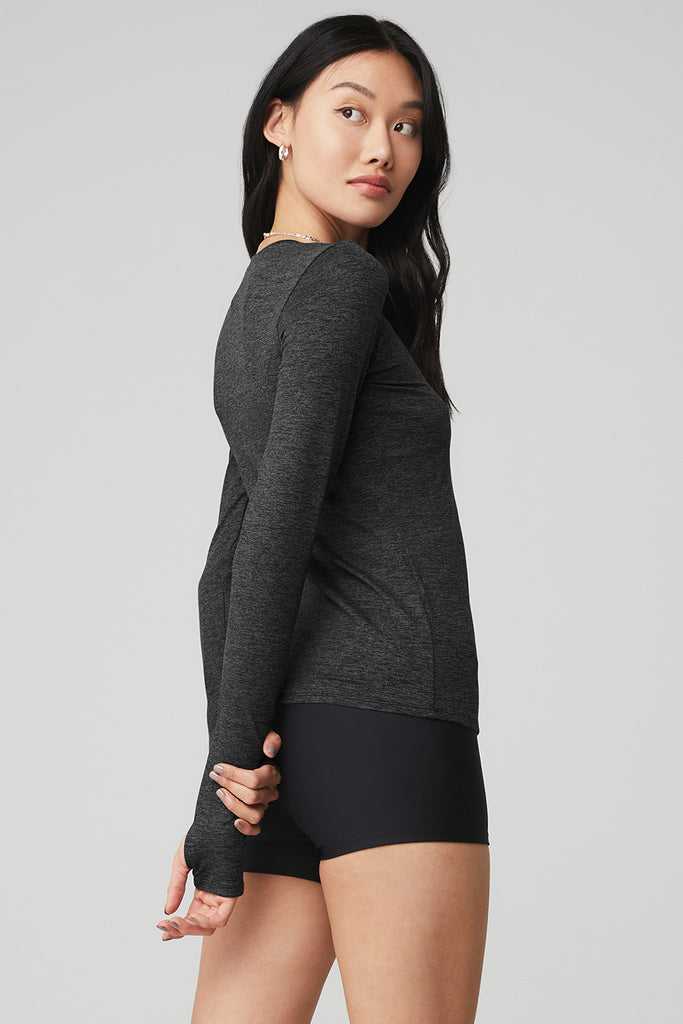 Long Sleeve Alo Yoga Alosoft Finesse Tmavě Šedé | MFROTAX-46