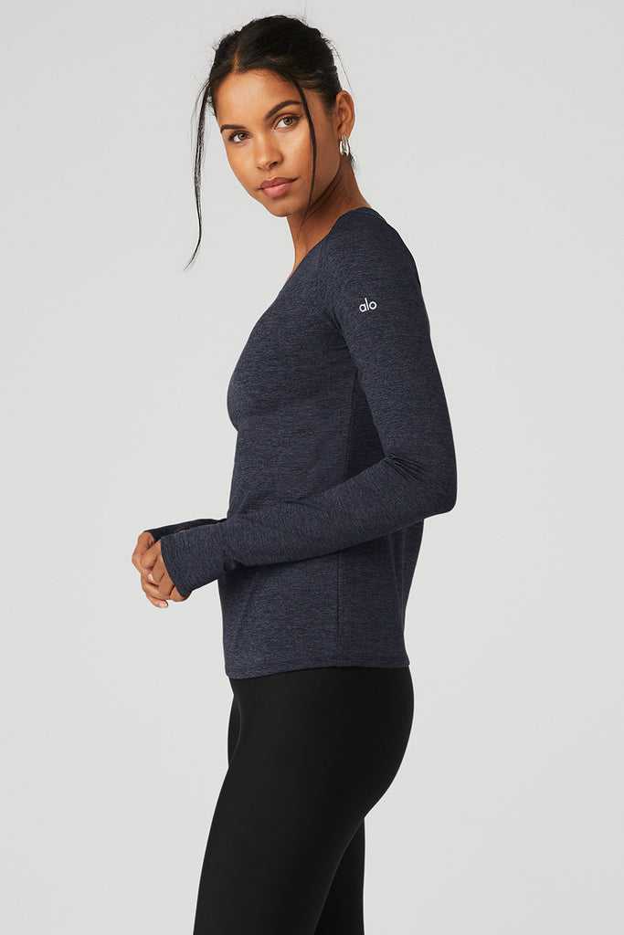 Long Sleeve Alo Yoga Alosoft Finesse Tmavě Blankyt | TYWHREN-41