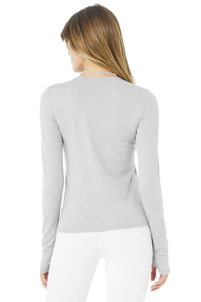 Long Sleeve Alo Yoga Alosoft Finesse Šedé | MHBJAIZ-29