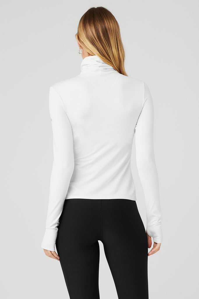 Long Sleeve Alo Yoga Alosoft Protection Turtleneck Bílé | QHCLMAU-49