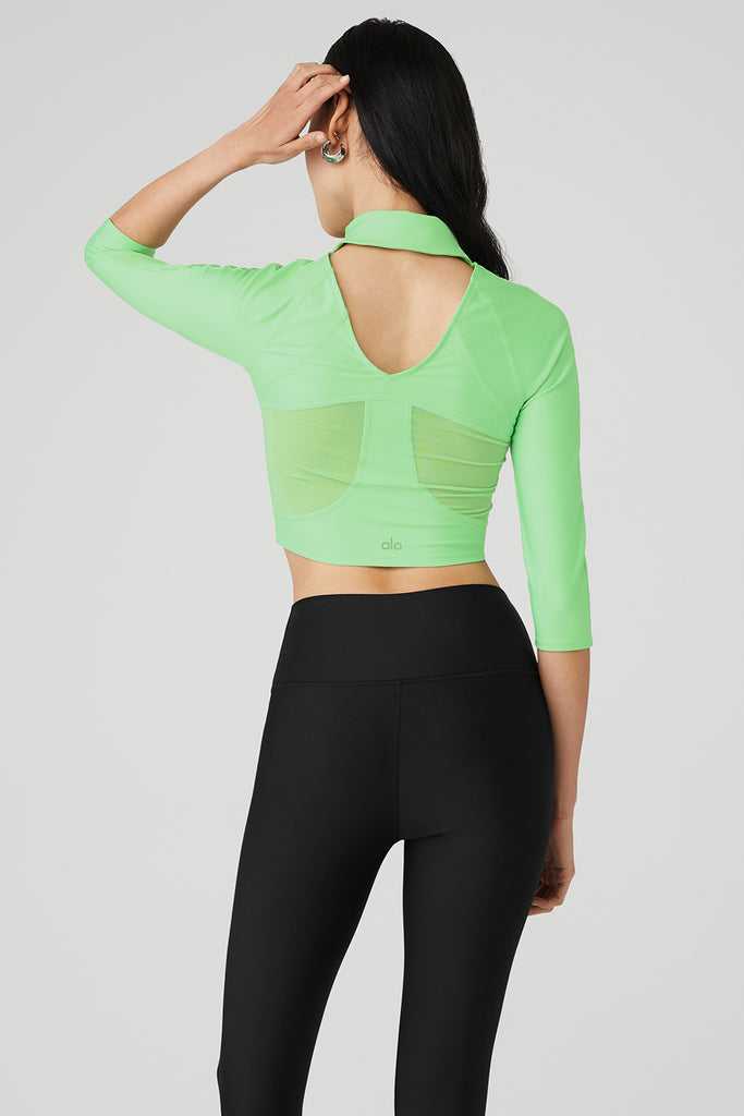 Long Sleeve Alo Yoga Archer Fitted Mátově Zelená Zelene | BRSIDXU-65