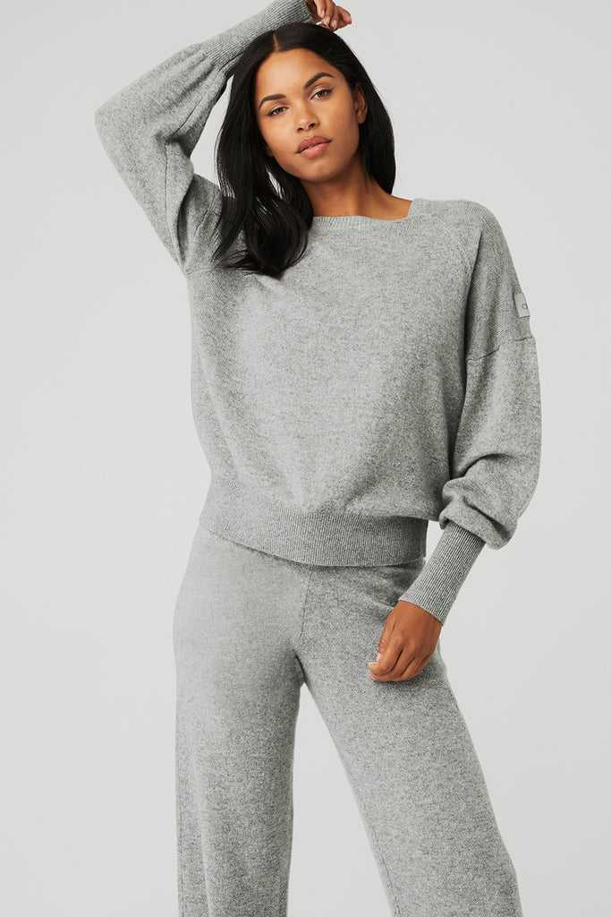 Long Sleeve Alo Yoga Cashmere Jet Set Crew Šedé | ROYPICD-02