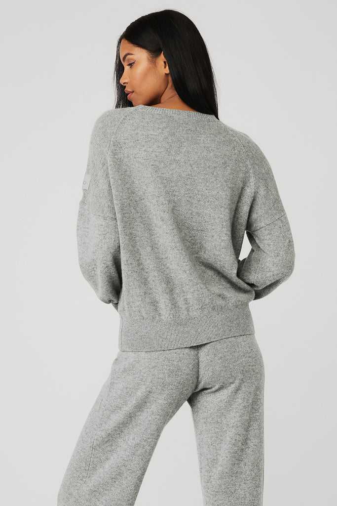 Long Sleeve Alo Yoga Cashmere Jet Set Crew Šedé | ROYPICD-02