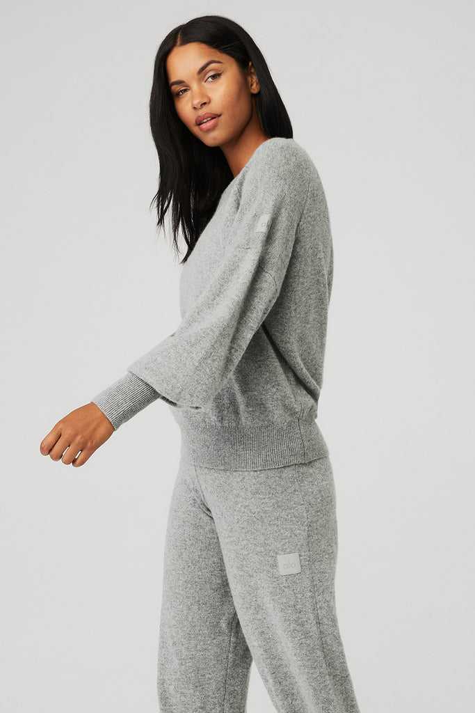 Long Sleeve Alo Yoga Cashmere Jet Set Crew Šedé | ROYPICD-02