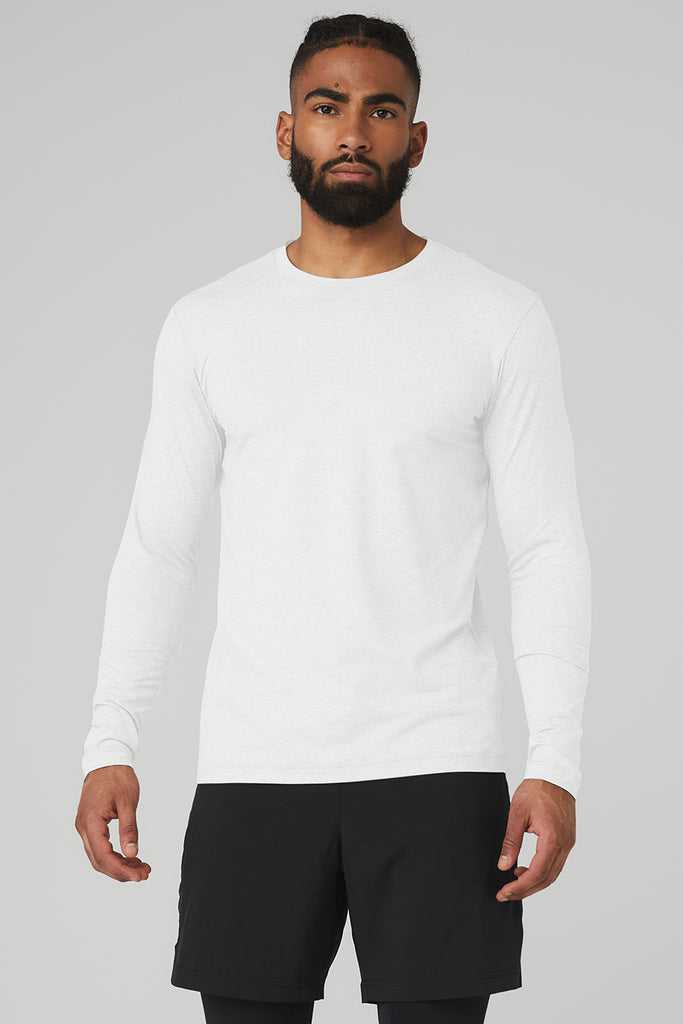 Long Sleeve Alo Yoga Conquer Reform Crewneck Bílé | PYLWRDS-15