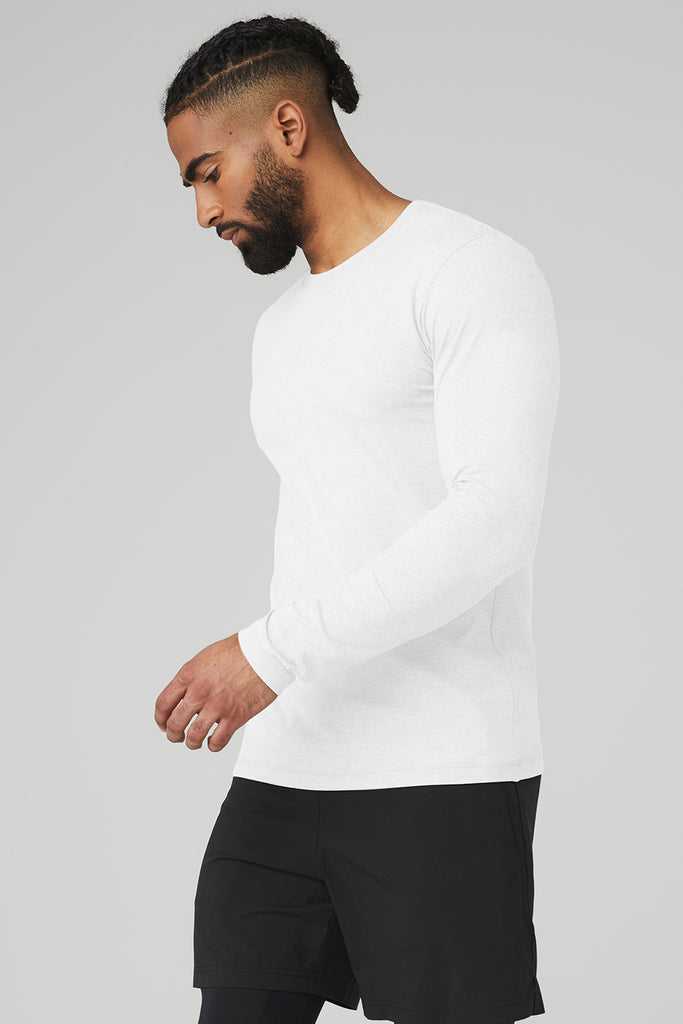 Long Sleeve Alo Yoga Conquer Reform Crewneck Bílé | PYLWRDS-15