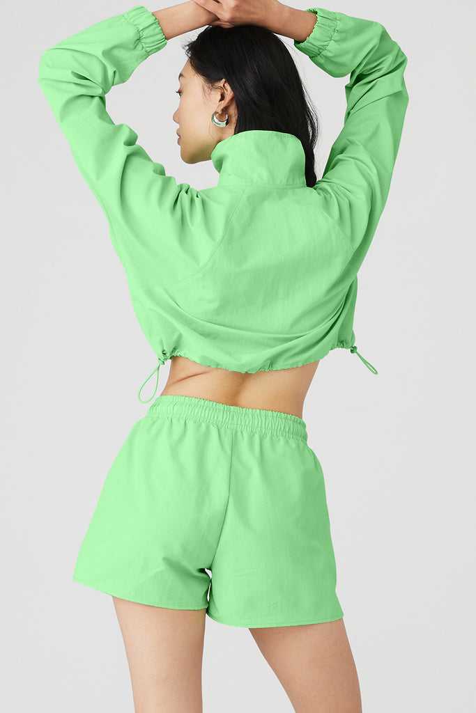 Long Sleeve Alo Yoga Cropped 1/4 Zip Alumni Mátově Zelená Zelene | OLBCTPK-86