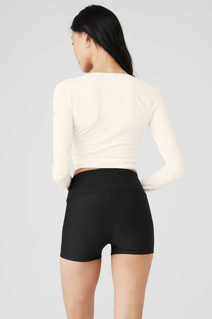 Long Sleeve Alo Yoga Cropped Escalate Wrap Bílé | XNPEUCS-94