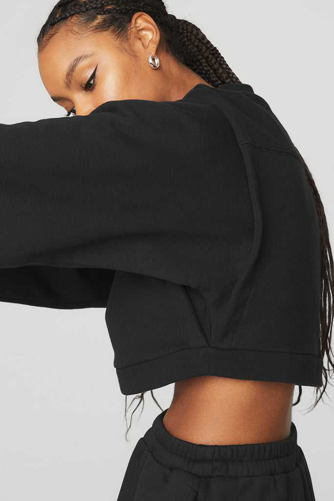 Long Sleeve Alo Yoga Cropped Fresh Coverup Černé | MQKVPCY-01