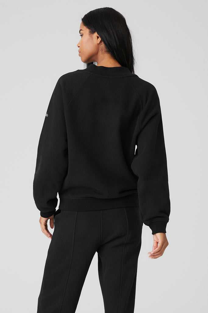 Long Sleeve Alo Yoga Heavy Weight Offline Crew Neck Černé | HYLMAOZ-01