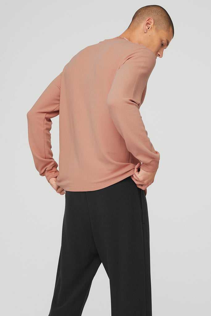 Long Sleeve Alo Yoga Micro Waffle Fast Break Henley Růžové | UNFXEVL-28