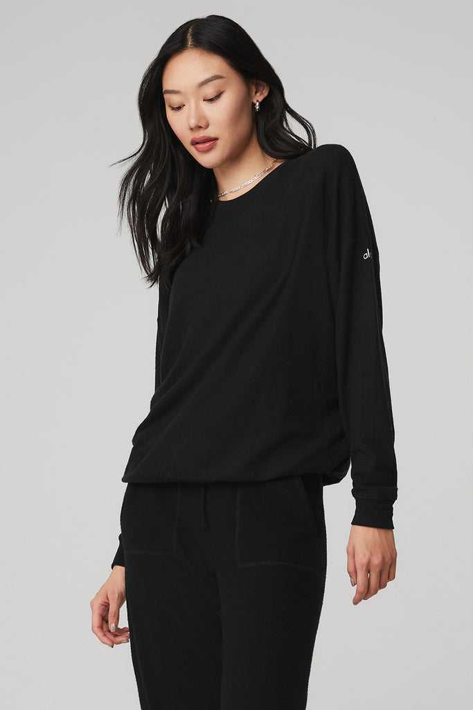 Long Sleeve Alo Yoga Soho Černé | QUXNFRK-81