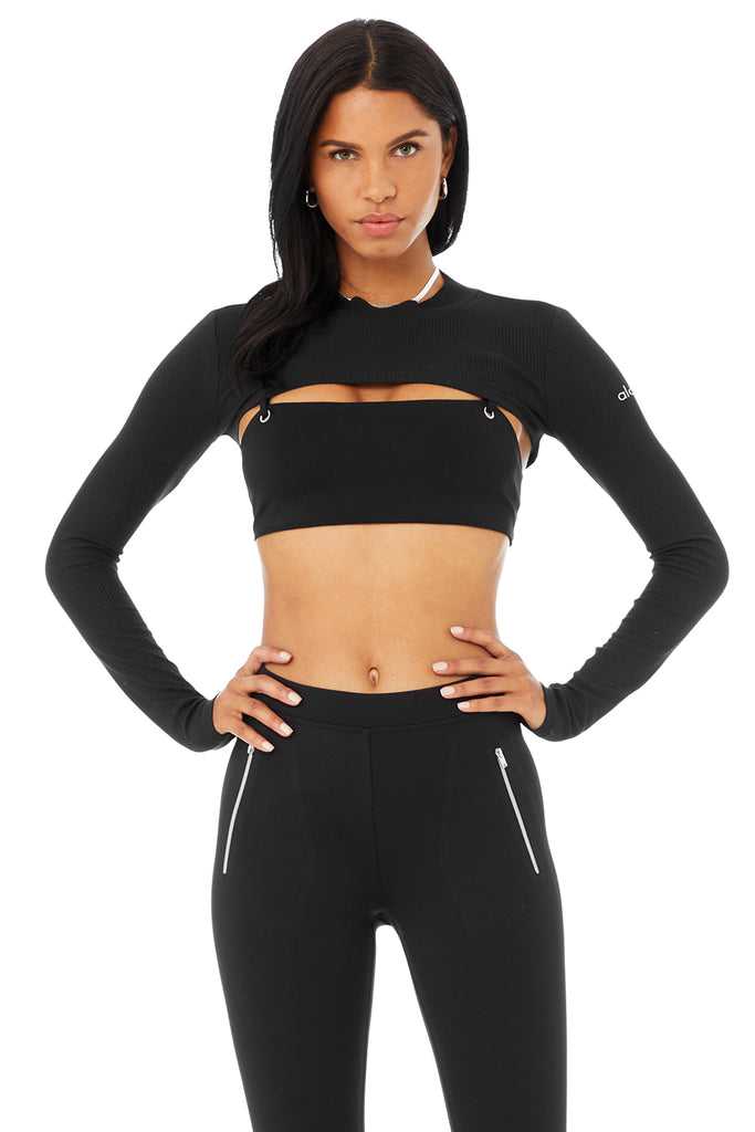 Long Sleeve Alo Yoga Thrill Seeker Shrug Černé | SJAOMPU-05