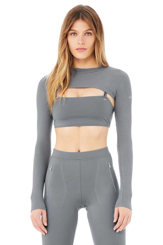 Long Sleeve Alo Yoga Thrill Seeker Shrug Šedé Blankyt | YGMXFQN-05