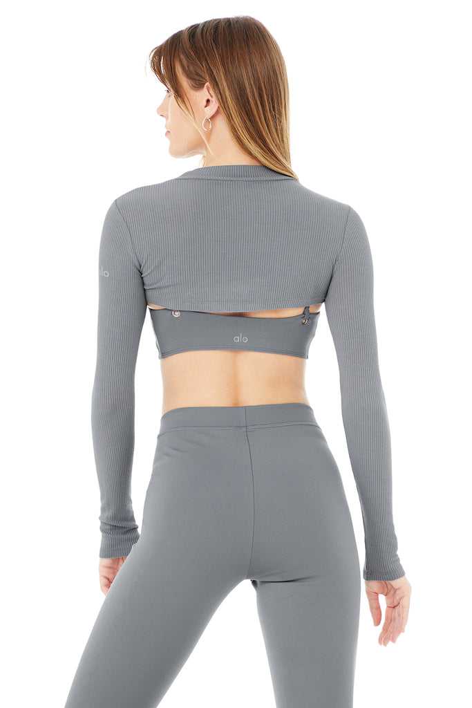 Long Sleeve Alo Yoga Thrill Seeker Shrug Šedé Blankyt | YGMXFQN-05