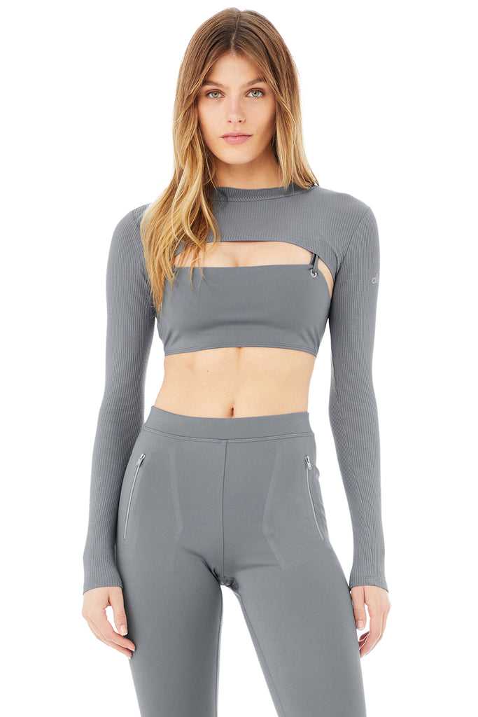 Long Sleeve Alo Yoga Thrill Seeker Shrug Šedé Blankyt | YGMXFQN-05