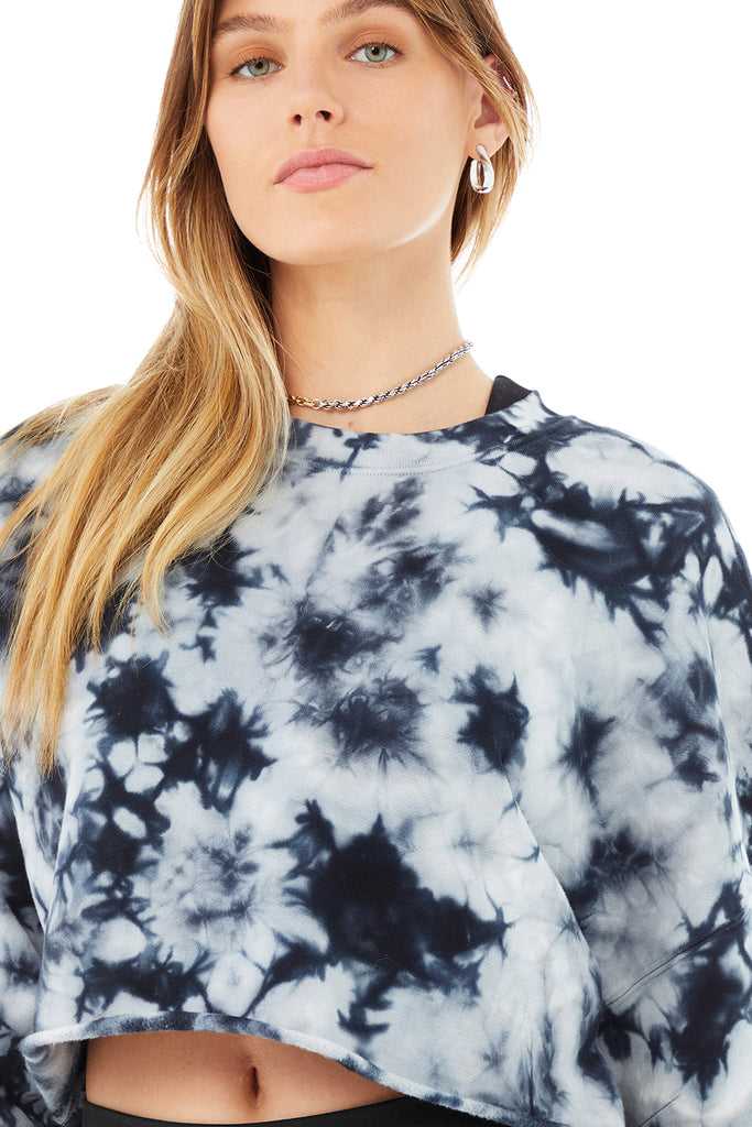 Long Sleeve Alo Yoga Tie-Dye Extreme Crop Crew Neck Tmavě Blankyt Šedé | HGDXSRT-29