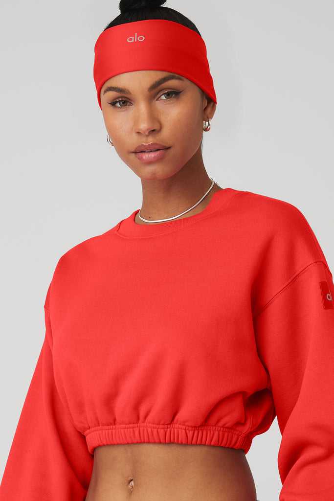 Mikiny Alo Yoga Devotion Crew Neck Červené | QATCZFK-19